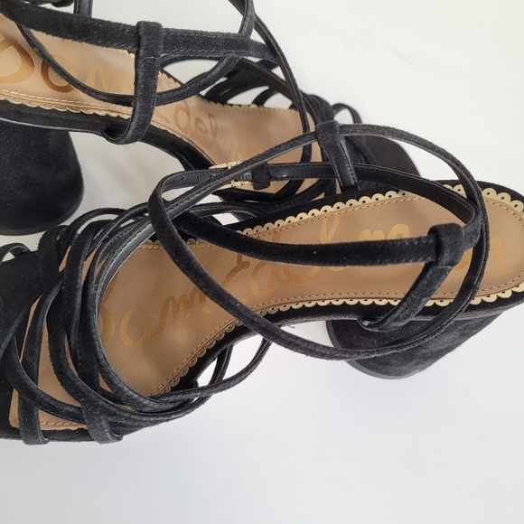 New SAM EDELMAN Daffodil Suede Leather Black Ankle Strap Heels - Picture 11 of 14